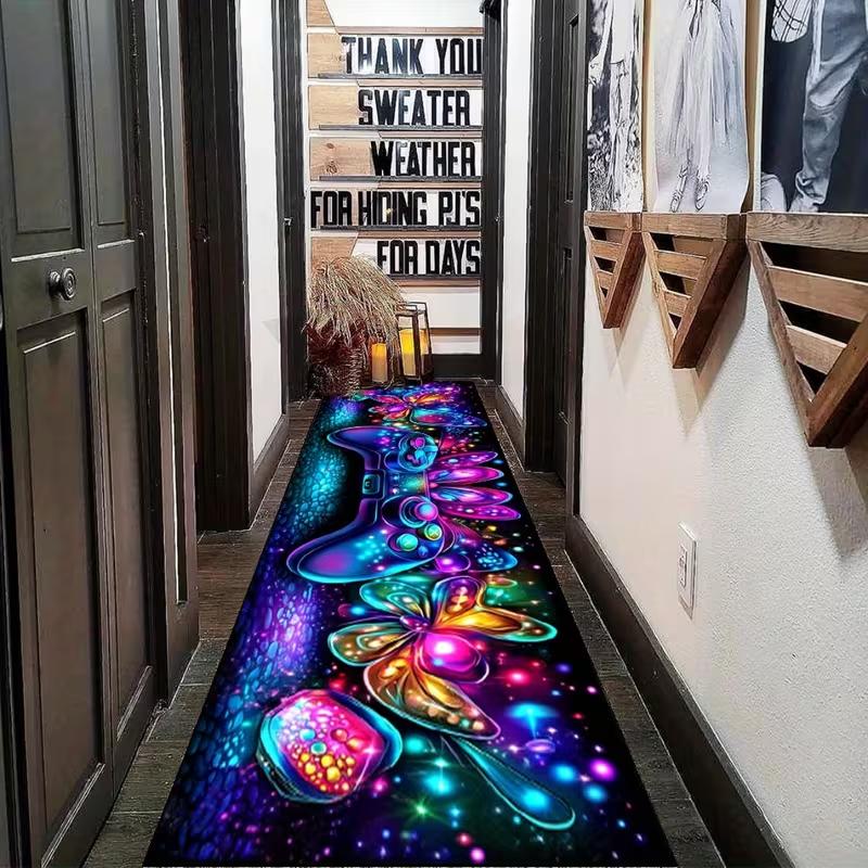 Running Track Print Mat - Athletic Lane Design Non-Slip Floor Carpet for Hallway Home Gym Playroom Sports Decor Fashionable