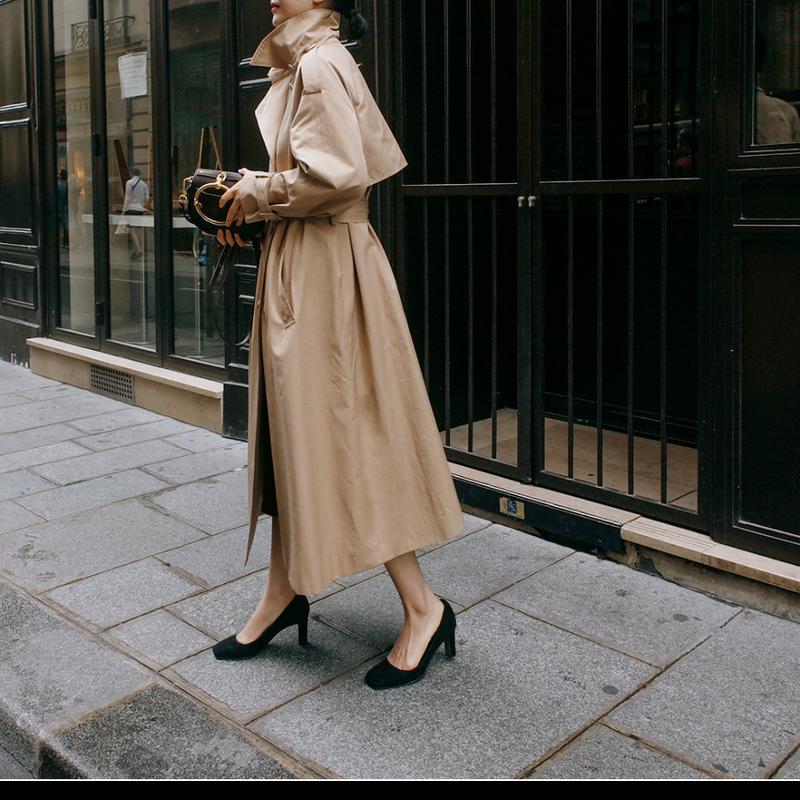 Женская однотонная весенне-осенняя ветровка, простое пальто средней длины