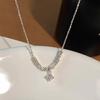 Популярное серебряное ожерелье со стразами для женщин на осень и зиму, легкая роскошь, новая нишевая цепочка для свитера, ощущение высокого класса
