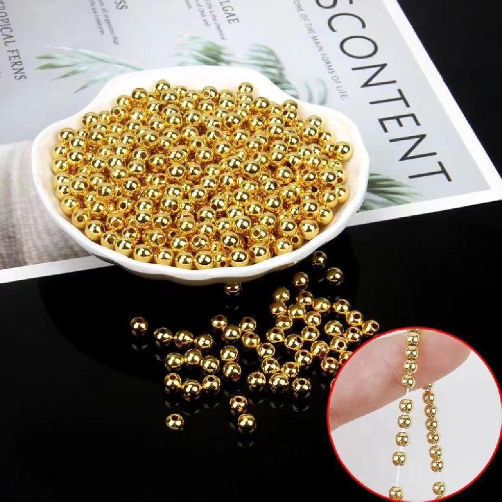 14k Gold-Plated Color-Preserving Small Beads: Polished Spacer Beads for DIY Handmade Jewelry Accessories
