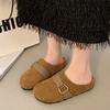 Толстая подошва иностранных супер мягкие полутапочки женские без каблука 2025 новые туфли Boken носить педаль легкие туфли ins~