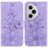 For Honor 400 Pro 5G (Global) Stand Case Lily Flower Imprint Leather Phone Cover with Wrist Strap