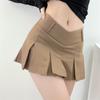 Pleated Skirt for Women A-line Solid Slim Black V-Waist Skirt Academy Style Sexy Anti Shining Uniform Y2k Grey Skirts Short