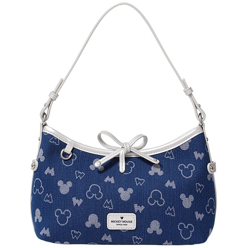 Disney Mickey Vintage Style All Over Print Crossbody Bag Fashion Lightweight Casual Versatile Trendy Women bags Denim-Blue DHF51917