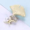 Pearl Female Dumb Gold Ginkgo Biloba Accessories Brooch Fashion Simple Clothes Pin Temperament Accessories Fixed Clothes