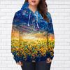 Autumn New 3D Blue Sky Sunflower Printed Thin Hoodie Casual Comfortable 3D Digital Printing Hoodie Women Couple Baseball Uniform