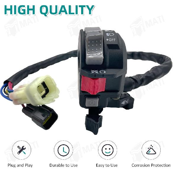 M MATI Left Handlebar Switch Control Engine Start Run Off Headlight For Yamaha YFM Big Bear 250/400 Grizzly 350/400/660 Kodiak 400/450 Wolverine