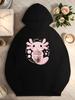 Pink Axolotl with Bubble Tea Women's Hoodies