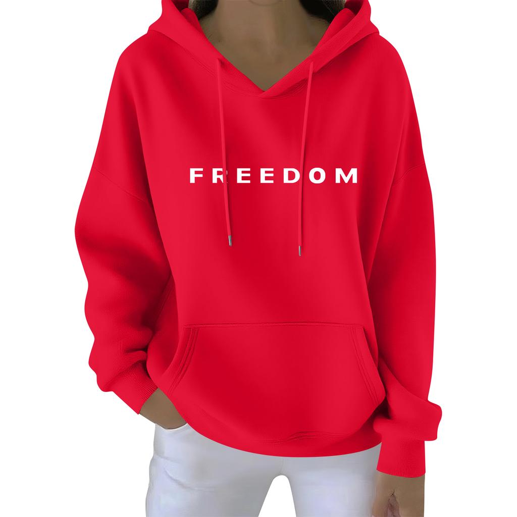 Women's Casual Fashion Print Long Sleeve Hooded Sweatshirt Top