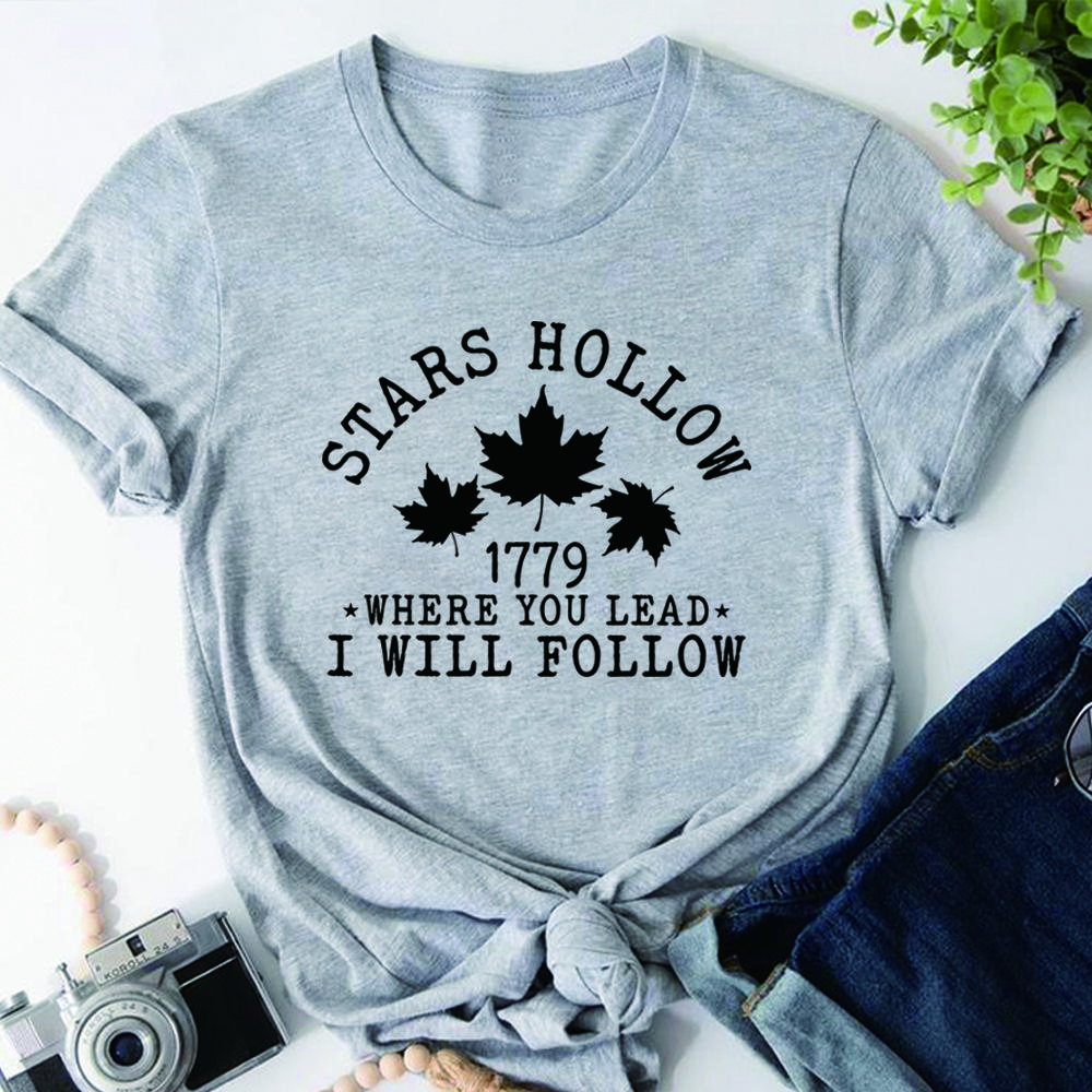 Футболка Stars Hollow Where You Lead I Will Follow Футболка Ретро Рукс Дайнер Рубашки Женские С коротким рукавом Топы