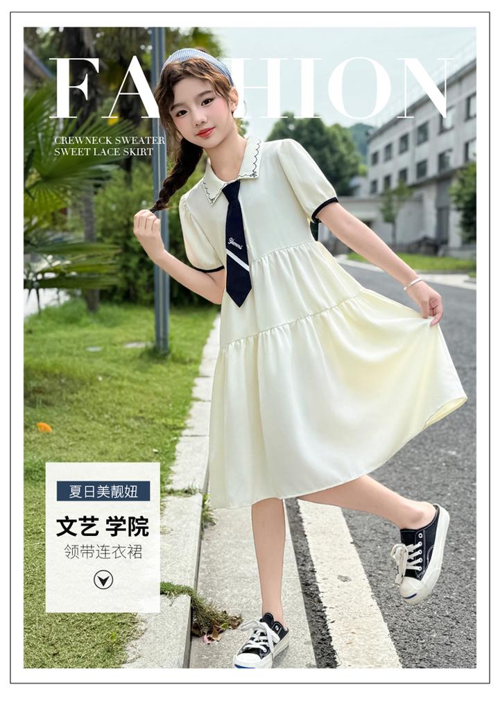 Girls' Summer Dress 2026 New Style Girls' Stylish Short Sleeve College Style POLO Skirt