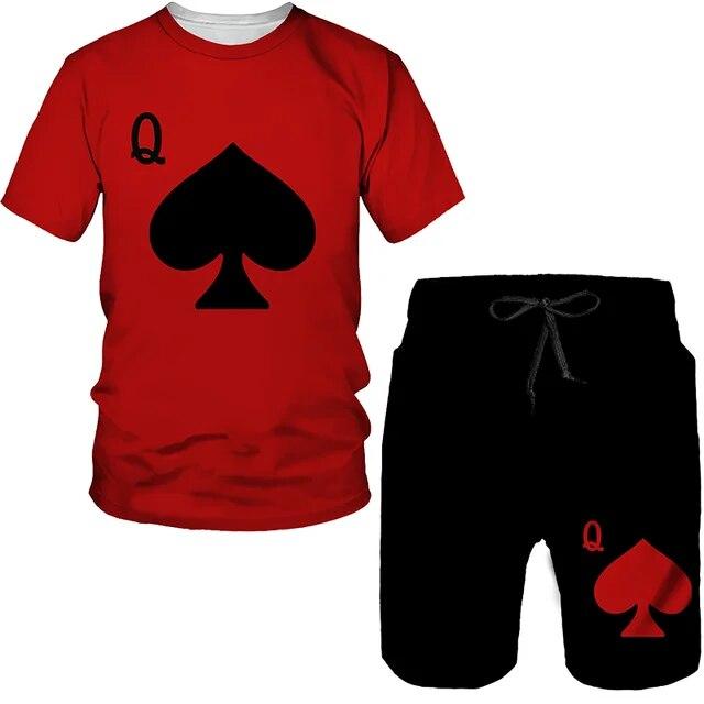 Летний мужской комплект, повседневный костюм-футболка с короткими рукавами, модный топ большого размера с 3D принтом, шорты, дышащая спортивная одежда, спортивный костюм, уличный