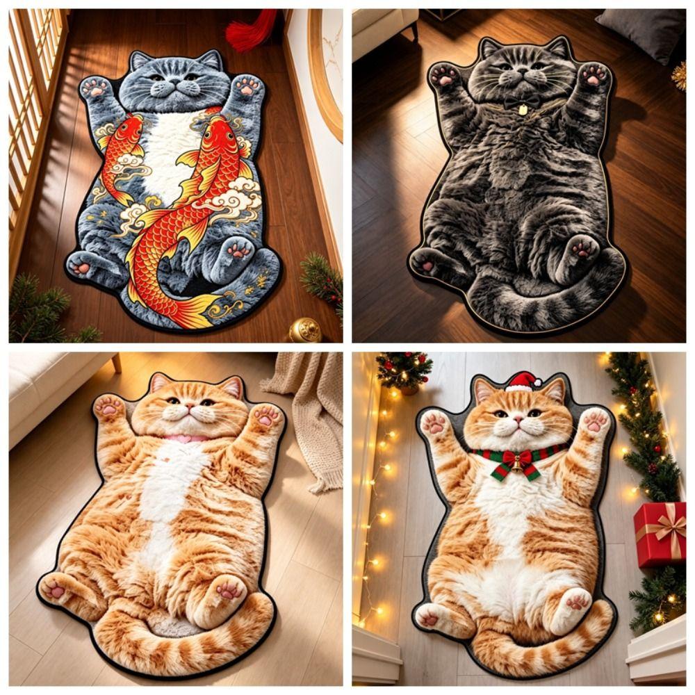 Non-Slip Home Decor Carpet Diatom Mud Cartoon Carpet Cute Cat-Shaped Area Rug Living Rooms