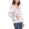Inner Knitted Soft Gentle Wind Sweater Female V-neck Pullover Mushroom Pattern Small Perfume Loose Tops for Women