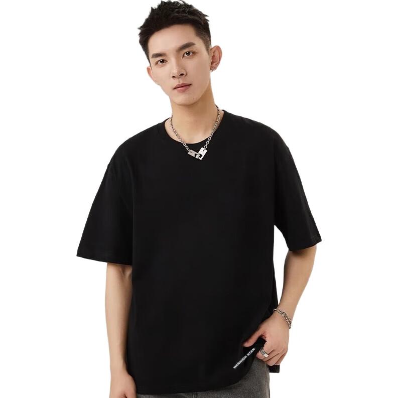 Huili Short-Sleeve T-Shirt for Men, Pure Cotton Round Neck Printed Undershirt, Summer Fashion Casual Versatile Top, Breathable Menswear