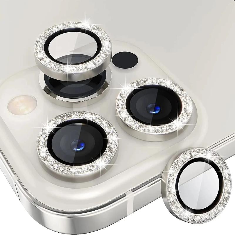 Защитный чехол для объектива камеры с блестками для iPhone 16, 15 Pro Max, 13, 11 Pro, 14, 15 Plus, 12 Mini, аксессуар из закаленного стекла для защиты экрана.