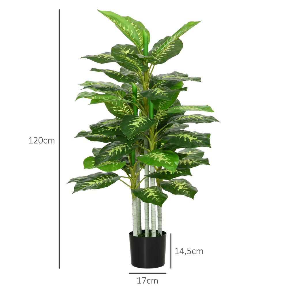 Artificial Plant, Plastic Plant, Cement Pot, Indoor and Outdoor, 120 cm, Green