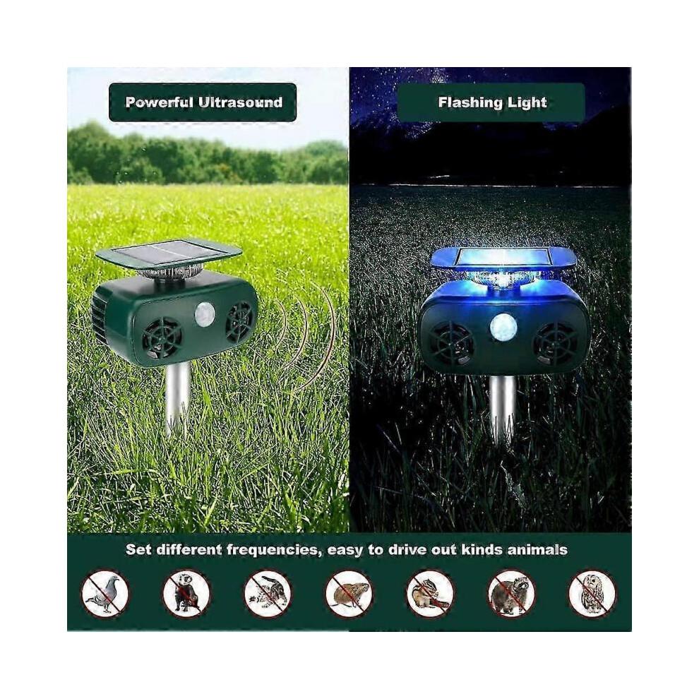 Waterproof Solar Ultrasonic Cat Repeller Outdoor Cat Repeller with Flashing LED Ultrasonic Animal Repeller for Dogs Squirrels Birds Wild Animals