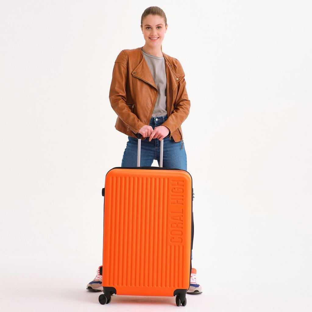 coral high Чемодан большого размера из АБС-пластика оранжевого цвета 16523