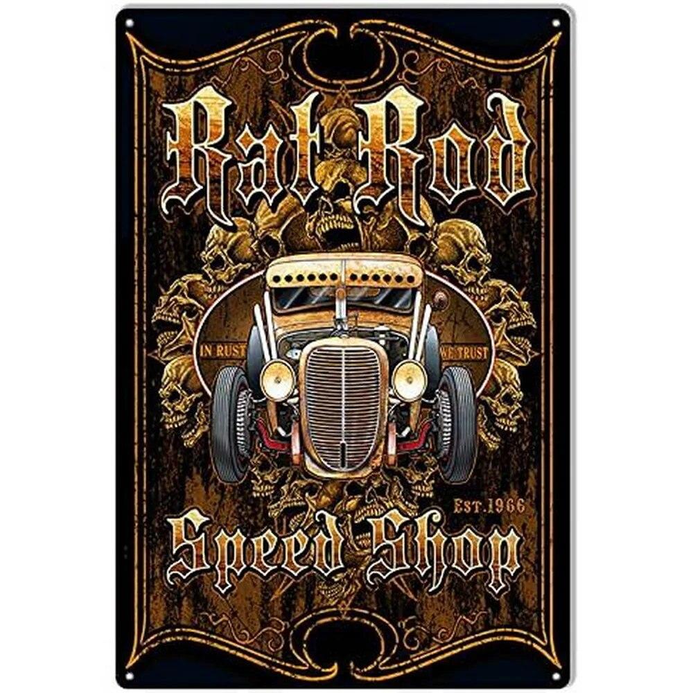 Hot Garage Pinup Girls Rod Metal Tin Signs Posters Plate Wall Decor for Garage Bars Man Cave Cafe Clubs Retro Posters Plaque