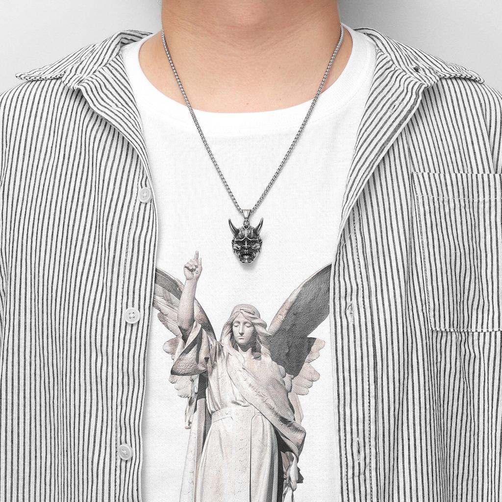 Японский призрак Праджня Нержавеющая сталь Мужские Женские Ожерелья Подвески Цепочка Панк Ювелирные изделия Креативность Подарок Дропшиппинг Оптом