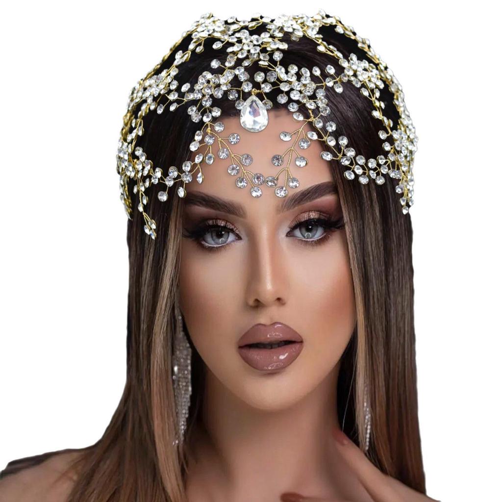 Ручная работа Стразы Свадебная цепочка на лоб Повязка на голову - Элегантный аксессуар для прически
