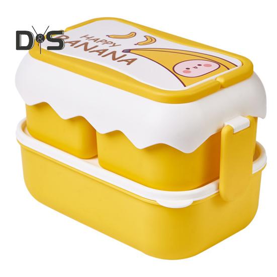 Коробка для хранения обедов со столовыми приборами, большая емкость, креативный мультяшный чехол для бенто для студентов и офисных работников
