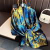180*90CM Fashion Dustproof Big Bandanna Popular Satin Finish Silk Shawls Scarves Luxury Print Sunscreen Beach Towel