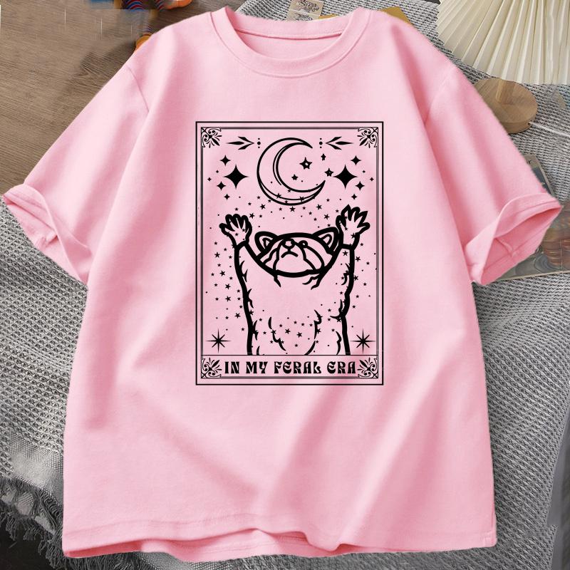 Футболка с изображением енота In My Feral Era Футболка с изображением енота Футболка с принтом карт Таро Летняя хлопковая футболка с коротким рукавом Одежда унисекс