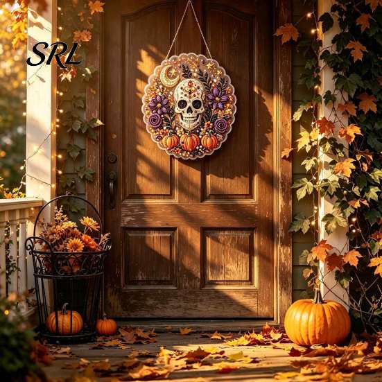 Acrylic Pendant for Home Decoration Halloween Hanging Ornament, 2D Flat Pendant, Ghost Skull Whimsical Porch Witch Indoor Outdoor Window Door