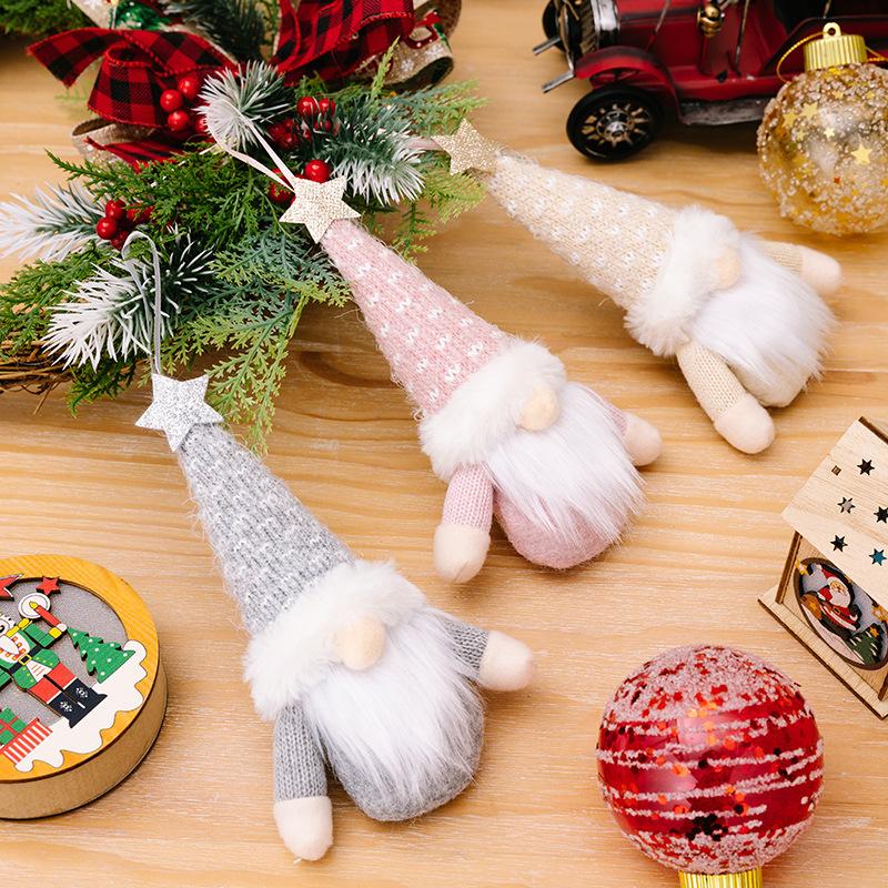 Knitted Gnome Faceless Forest Santa Claus Doll Pendant Xmas 2024 for Home Christmas Decoration Christmas Tree Hanging Pendant