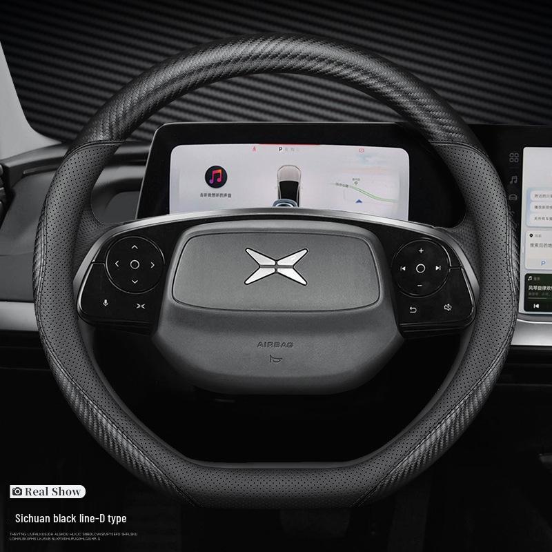 Xpeng Car Genuine Leather Steering Wheel Cover for P7, P5, G3, G9 - Ultra-thin, Four Seasons