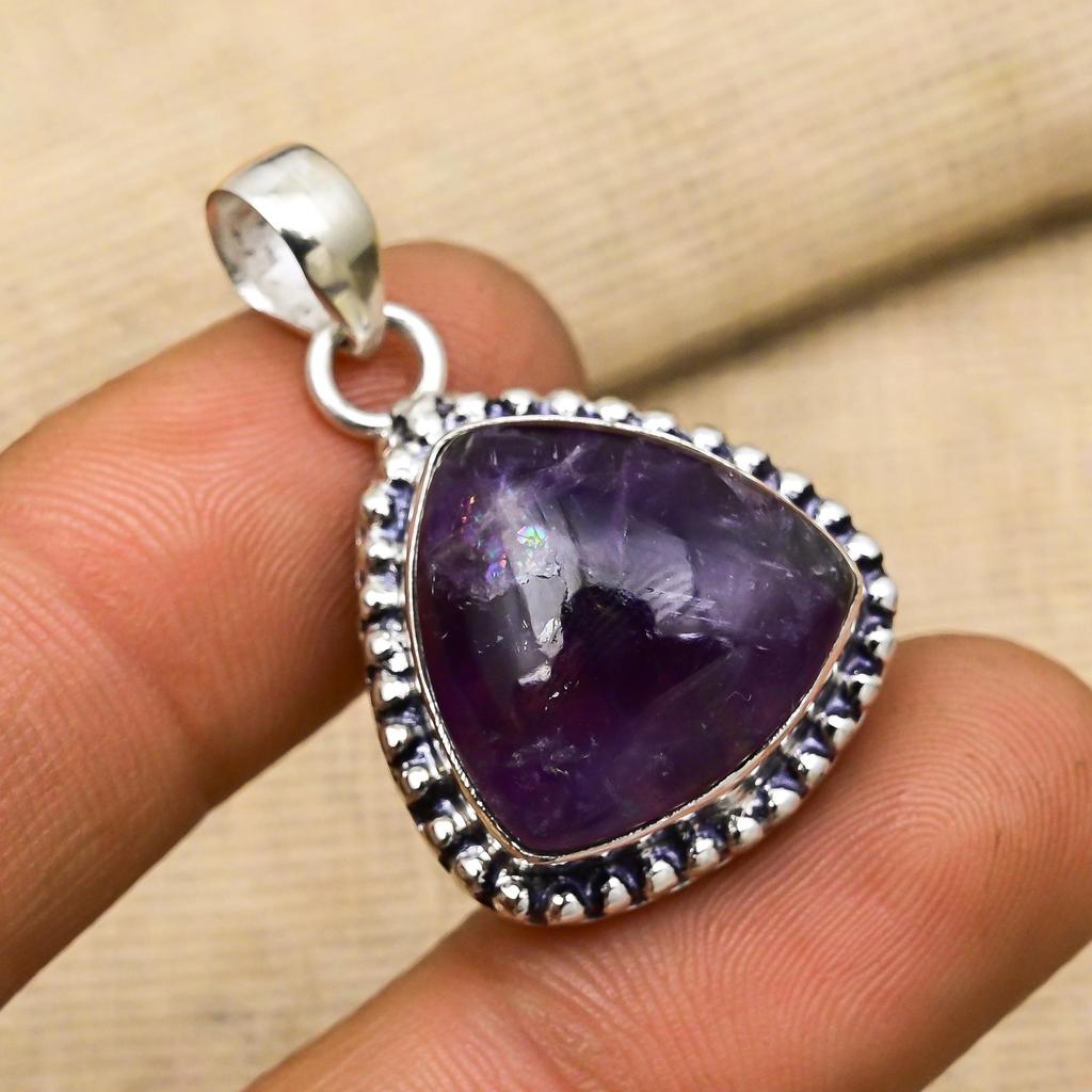 Amethyst Gemstone Handmade 925 Sterling Silver Adorable Pendant For Thanksgiving Gift