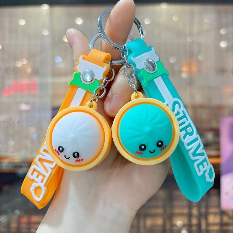 New Cute Creative Bun Keychain Pendant Simulation Chinese Cuisine Xiao Long Bao Pendant Schoolbag Pendant Car Keychain