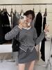 Korean High-End Black & White Striped Knit Cardigan for Women, Spring/Autumn, Inner Base Layer, Regular Shoulder, Cinched Waist, Short Top