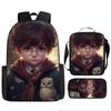 Harry Potter 3-Piece Backpack Set for School Students Large Capacity Bag Crossbody Pencil Case Set Kids Gift