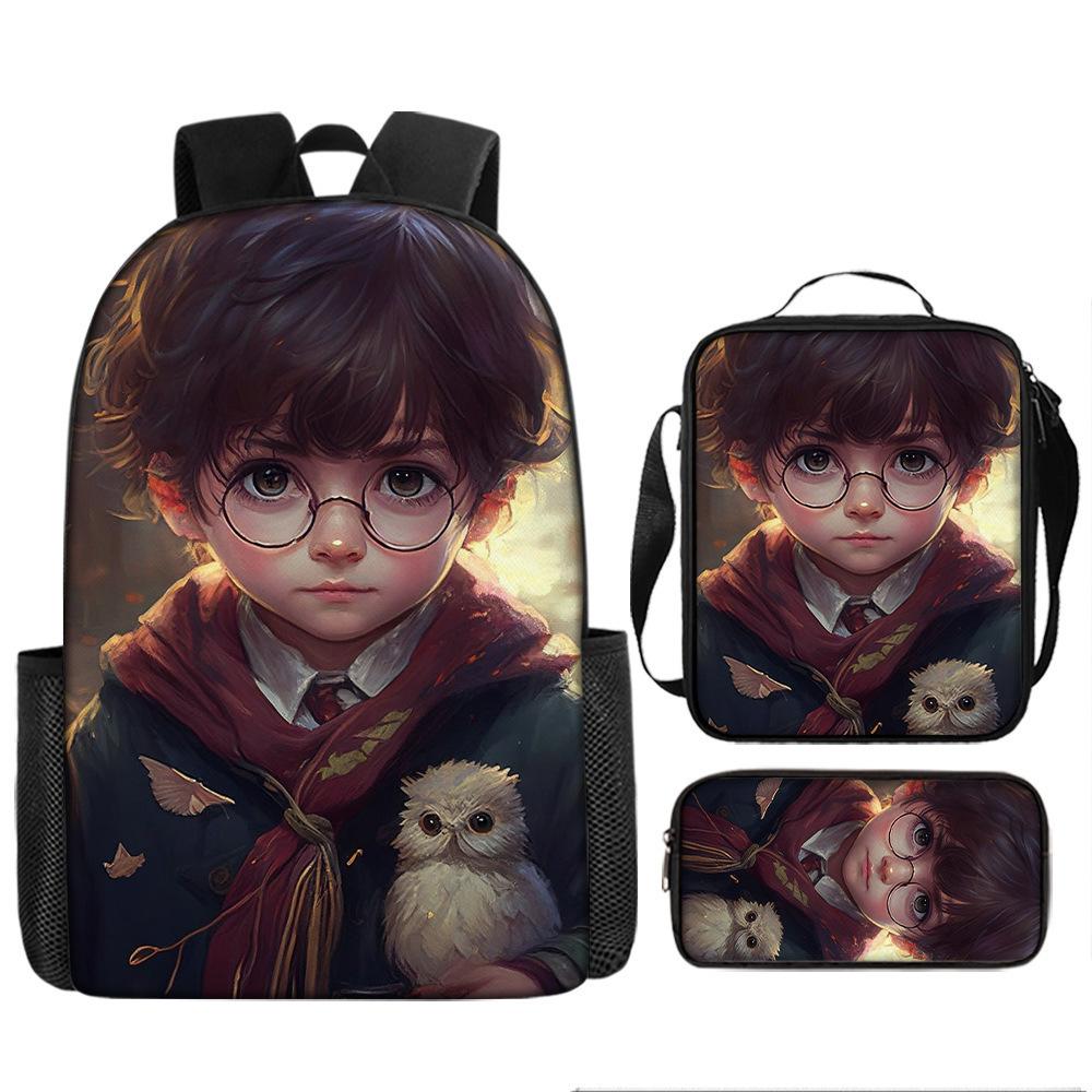 Harry Potter 3-Piece Backpack Set for School Students Large Capacity Bag Crossbody Pencil Case Set Kids Gift
