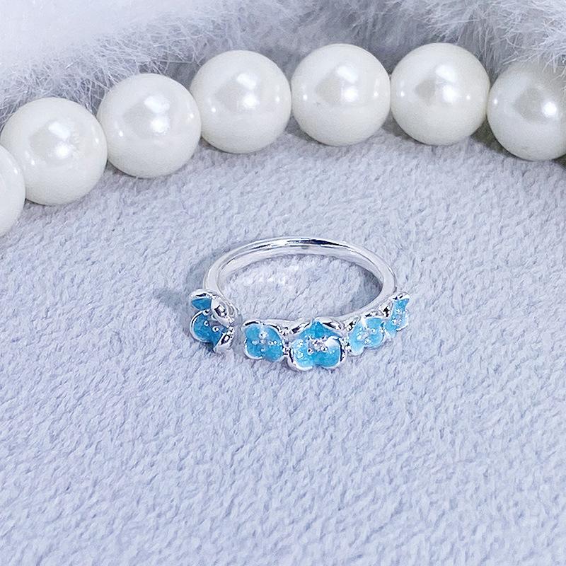 Синее эмалевое кольцо с цветком-каплей масла, бантом и звездой, женское нишевое кольцо высокого класса, легкая роскошь