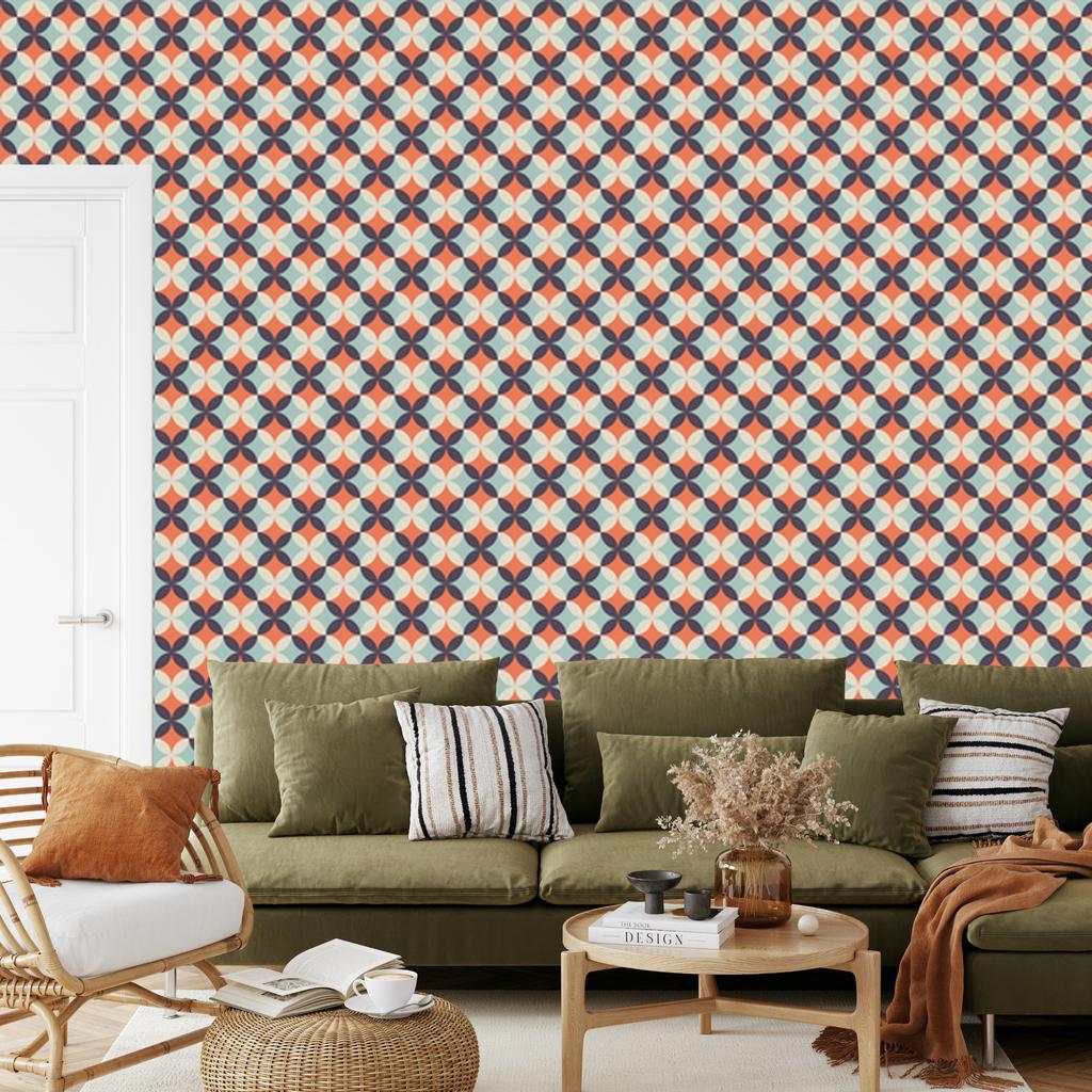 Fashionable retro pattern wallpaper for living room and bedroom 50x1000