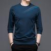 Новая весенняя мужская нижняя рубашка с длинными рукавами, высококачественная мужская футболка среднего возраста в полоску с круглым вырезом и принтом