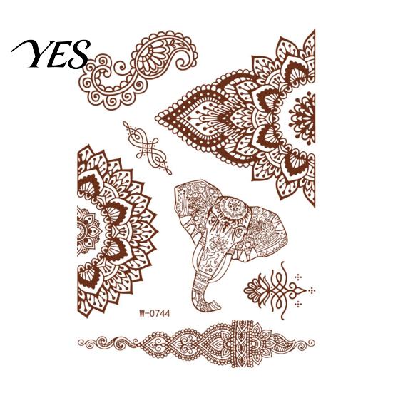 Event Makeup Tattoos Henna Tattoo Stickers, Red Brown Waterproof Lace Temporary Tattoos, Fake Body Indian Mehndi Art for Women Girls, Festival Family
