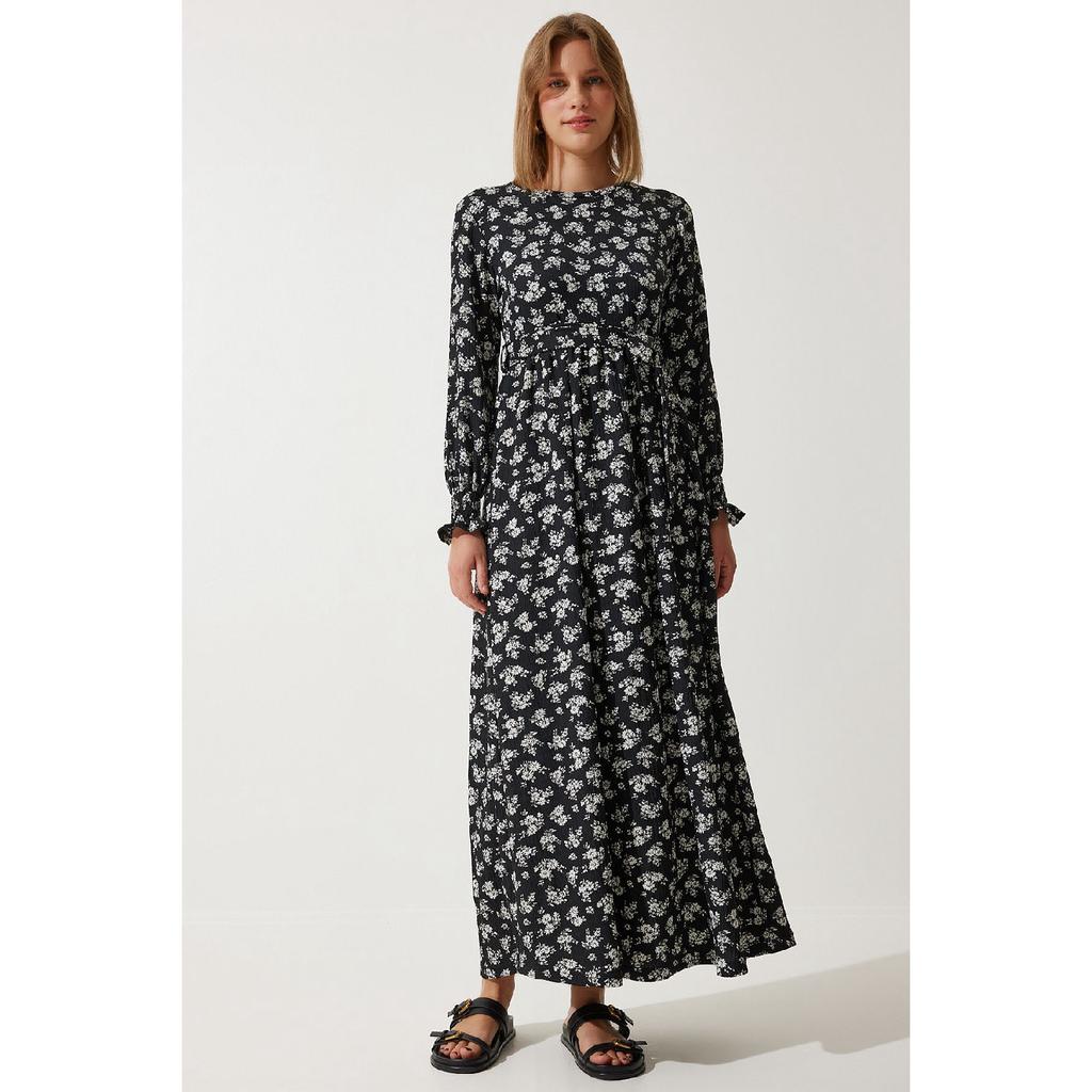 Women's Sky Blue Floral Summer Long Knitted Dress Dd01322