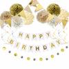 Birthday Decoration Set for Boys and Girls Party Birthday Decoration Happy Birthday Letter Banner Garland Sparkling Paper Pom Poms Paper Flowers First
