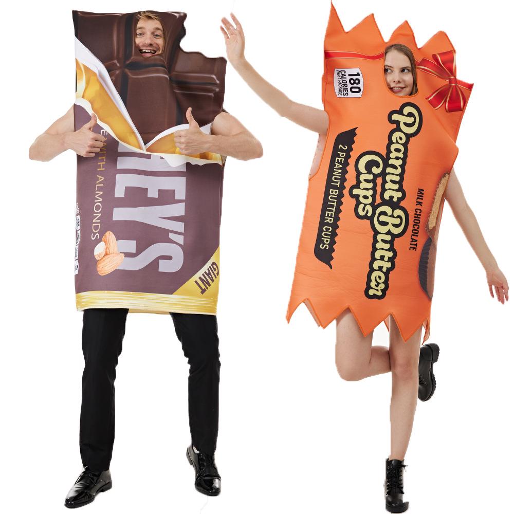 Halloween Peanut Butter & Chocolate Bar Couples Costume Jumpsuits