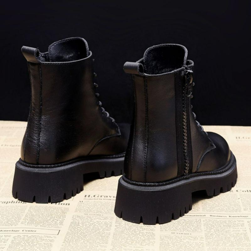 Осень и зима Новые повседневные ботинки Martin на молнии со шнуровкой и бархатом, износостойкие модные ботинки, женская обувь, ботинки