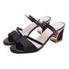 Peep Toe High Heels Sandals Summer Shoes Women Square Heels 6cm Fashion Luxury Brand Black Silver Gold