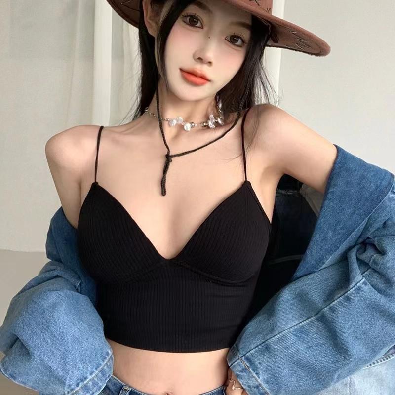 Spring and Summer Products Small Halter Vest With One Piece Fixed Cup Chest Binding Outside Wear Soled Strapless