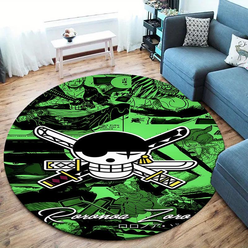 One Piece Straw Hat Pirates Round Area Rug Carpet Rug For Living Room Bedroom Sofa Playroom Decor Nonslip Floor Mat