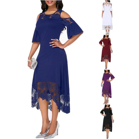 Женское нижнее белье больших размеров, женское платье с кружевными оборками, весенне-осеннее элегантное ажурное платье миди для вечеринки