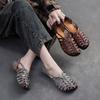 Fashion GKTINOO 2025 Summer New Genuine Leather Hollow Breathable Sandals Comfortable And Versatile Retro Women's Shoes
